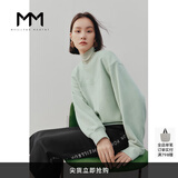 麦檬MM商场同款春新款宽松绿色圆领纯棉字母卫衣女5DA201601 薄荷绿 M