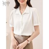初申夏季短袖衬衫女缎面高级气质设计感法式职业通勤衬衣S143C1455