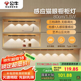 公牛（BULL）感应猫眼橱柜灯磁吸充电山丘光效展柜玄关氛围小夜灯 黑80cm三色