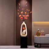 赟娅柿柿如意陶瓷花瓶落地摆件入户玄关电视柜旁高款插干花装饰品花器 好事发生大花瓶+底座【高172cm】