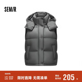 森马（Semir）羽绒马甲女可拆卸连帽设计感2024冬叠穿宽松三防外套109724103002