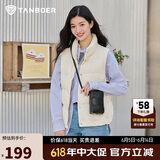 坦博尔羽绒服马甲女立领宽松外搭短款羽绒背心外套TD236006 小香白 175