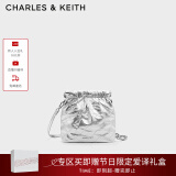 CHARLES&KEITH迷你菱格流浪包单肩斜挎双肩包包女包生日520礼物CK2-60782390 Silver银色 S