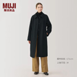 无印良品（MUJI）女式 羊毛混 立领大衣毛呢大衣外套中长款女款秋冬 BD0Z6A4A 黑色 L (165/88A)