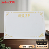 天顺高档烫金荣誉证书内芯A4加厚140g纸张企业学校表彰颁奖证件书用纸可定制打印(横版)金色-20张
