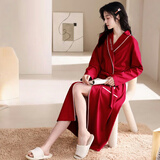 已朵红色本命年纯棉睡衣女士睡袍秋冬季结婚新娘伴娘晨袍浴袍家居服