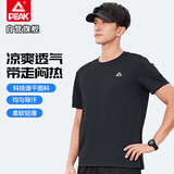 匹克（PEAK）短袖男夏季速干t恤男透气跑步上衣健身服休闲运动服吸汗晨跑 黑色