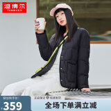 坦博尔羽绒服女短款翻领韩版宽松女士灯芯绒外套TD236266 黑色 165 