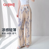 古今（GUJIN）凉感夏季上新棉绸睡裤家居裤遛弯裤空调裤可外穿阔腿裤防蚊裤时尚
