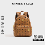 CHARLIE&KELLI CK品牌包包女款书包双肩包女士2025年妈咪背包大容量实用礼物女 棕色小号【代写贺卡 品牌礼袋】