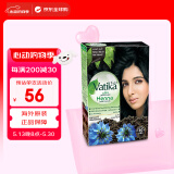 瓦提卡（vatika）印度进口瓦提卡Vatika海娜粉染发剂染发粉植物精华自然黑染发剂 自然黑#（60g/盒 分6小袋）