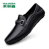 木林森（MULINSEN）男鞋商务休闲牛皮软底轻便透气懒人套脚豆豆鞋 8906
