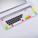 升派 适用于 罗技专用 MK470 K580 台式机键盘保护膜无线笔记本电脑蓝牙膜贴罩套pebble MK470/K580五彩黑底键盘膜