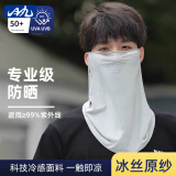 目丸防晒面罩男口罩冰丝面巾遮脖子遮阳全脸脖套秋冬登山骑行防风围脖 浅灰色-透气款 均码