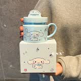Hello Kitty库洛米带勺马克杯陶瓷咖啡杯办公室水杯家用可爱杯子女情人节礼物 大耳狗支架杯彩盒装
