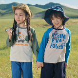 棉花堂2件装【100%棉】纯棉儿童T恤2件套长袖上衣打底衫春秋男女童T恤he 组合三:蓝色,灰绿 110 110/56