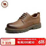 骆驼牌男士磨砂牛皮厚底增高舒适休闲工装鞋 P13A201013 黄棕 38 