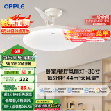 OPPLE风扇灯吊扇灯六档调风LED照明低噪音北欧餐厅卧室吊灯灯具冰风白
