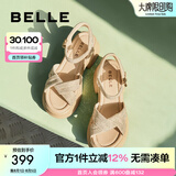 百丽（Belle）满钻条带繁星休闲凉鞋女商场款厚底凉鞋A9S2DBL4 杏色 34 (220mm)