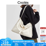 蔻一（Cnoles）托特包包女士2025最新款大容量通勤单肩斜挎包小众高级感白色包