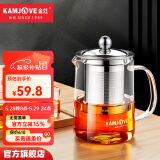 金灶（KAMJOVE）茶壶飘逸杯 功夫茶壶 茶水分离玻璃泡茶壶办公室茶具过滤花茶壶 A-01【350ml】搭配玻璃茶杯4个