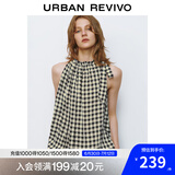 UR2025秋季新款女装撞色格纹超宽松无袖罩衫衬衫UYU250031 黑色格子 S (XS-S)