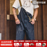 马登工装美式复古情侣甲板背带裤水洗丹宁直筒阔腿牛仔裤休闲长裤男潮 牛仔蓝 3XL