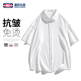 GENIOLAMODE品牌 短袖衬衫男纯色简约基础款夏季薄款青年学生百搭上衣服