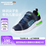 Skechers斯凯奇儿童运动鞋春秋女童魔术贴休闲鞋中大童轻质跑步鞋303601L 403723L海军蓝色/柠檬色/NVLM 28.5