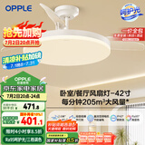 欧普（OPPLE）风扇灯吊扇灯遥控LED照明Ra95北欧餐厅卧室吊灯变频低噪 冰风白