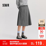 森马（Semir）森马半身裙女仿毛呢裙子24冬新款A字百褶裙遮胯显瘦109724120001