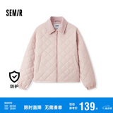 森马（Semir）棉服女灯芯绒翻领菱形格复古2024冬三防宽松轻薄棉衣109724112007
