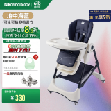 karmababy卡曼宝宝餐椅可折叠多功能婴儿餐椅可坐可躺0-6岁儿童成长餐椅 【无置物篮】地中海蓝无