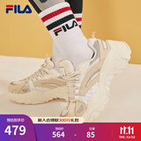 FILA斐乐SOFIA鱼刺鞋女鞋跑步鞋复古老爹鞋女增高鞋休闲鞋 奶白/米色-GA 36.5