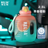 物生物（RELEA）运动水杯吨杯吨桶大容量Tritan塑料健身水壶男女学生吸管杯子礼物