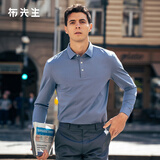 布先生男装新款秋装丝光棉长袖t恤男士商务休闲上衣T恤衫BT3769 牛仔蓝 L (175)