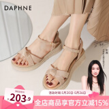 达芙妮（DAPHNE）凉鞋女一字带厚底沙滩女鞋2025夏季新款平底舒适休闲单鞋罗马鞋女 杏色 跟高4cm 39