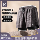 Keep泳裤男防尴尬双层宽松游泳裤泳衣速干沙滩裤温泉装备