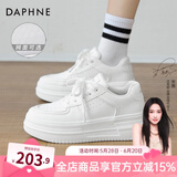 达芙妮官方小白鞋女2025年春秋爆款女鞋透气百搭运动休闲女鞋厚底板鞋女 白色【四季款 跟高5.5cm】 37