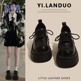 逸兰朵小皮鞋女英伦风2025秋冬季新款加绒厚底女鞋jk配裙子玛丽珍乐福鞋 黑色 38 (240mm)