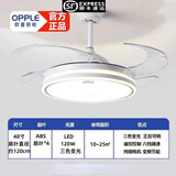 欧普照明（OPPLE）变频静音风扇灯led全光谱隐形吊扇灯一体客厅灯餐厅吊扇灯语音 双环白48寸+语音控制+遥控+三色