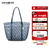 新秀丽（Samsonite）时尚通勤托特包包女包女士手提单肩大开口蓝色印花NO3礼物送女友