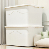 SPACEXPERT衣物收纳箱车载塑料整理箱带轮外体积42L 50*33*25.5cm 白色1个装