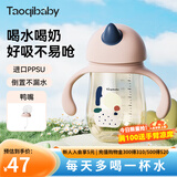 taoqibaby学饮杯鸭嘴杯婴儿奶瓶吸管杯儿童水杯PPSU防漏防摔宝宝水杯 珀尔粉-260ml【吸管+鸭嘴】