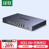 绿联2.5G交换机8口2.5G电口+1口10G万兆光口 支持vlan/链路聚合 网络分线分流器支持猫棒光猫NAS 35049