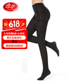 浪莎（LangSha）丝袜女连裤袜防勾春秋中厚天鹅绒打底袜薄美腿袜子 黑色 2条 均码 120D不透肉（适合15-25C°）