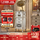 圣利纳（SHENGLINA）美式实木留声机仿古音响欧式客厅复古黑胶唱片机老式古典电唱机 【法国白】实木雕刻-8寸低音炮+中文黑胶唱片