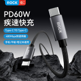ROCK苹果16/15充电线双type-c数据线PD60W快充iPhone15/16Promax平板笔记本华为荣耀黑色1米