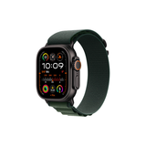 Apple/苹果 Watch Ultra 2 智能手表GPS+蜂窝款49 毫米黑色钛金属表壳暗绿色高山回环式表带L MXDP3CH/B