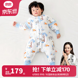 良良（liangliang）婴儿睡袋夏季空调房防踢被宝宝纯棉可拆袖儿童睡袋 雨林蓝·秋冬款【适合15-20℃】 3XL（建议身高110-125cm）
